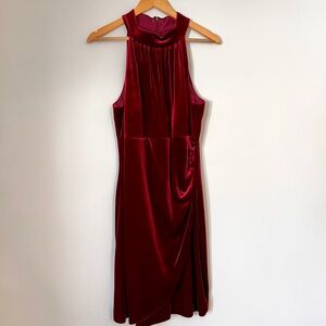 Vince Camuto Red Velvet Halter Neck Cocktail Dress, sz. 16